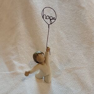 Willow Tree Hopeful Child Sculpture in Cream and Brown